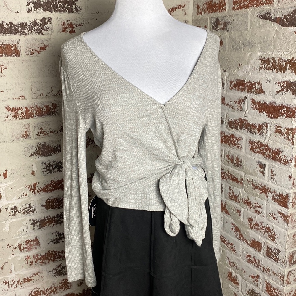 Grey wrap sweater